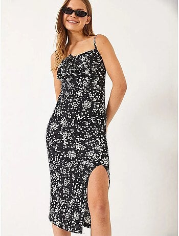 Robe midi fleurie à col carré lucci