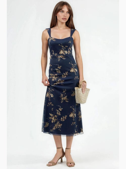 Robe midi fleurie à col cœur hiccup - Kiabi