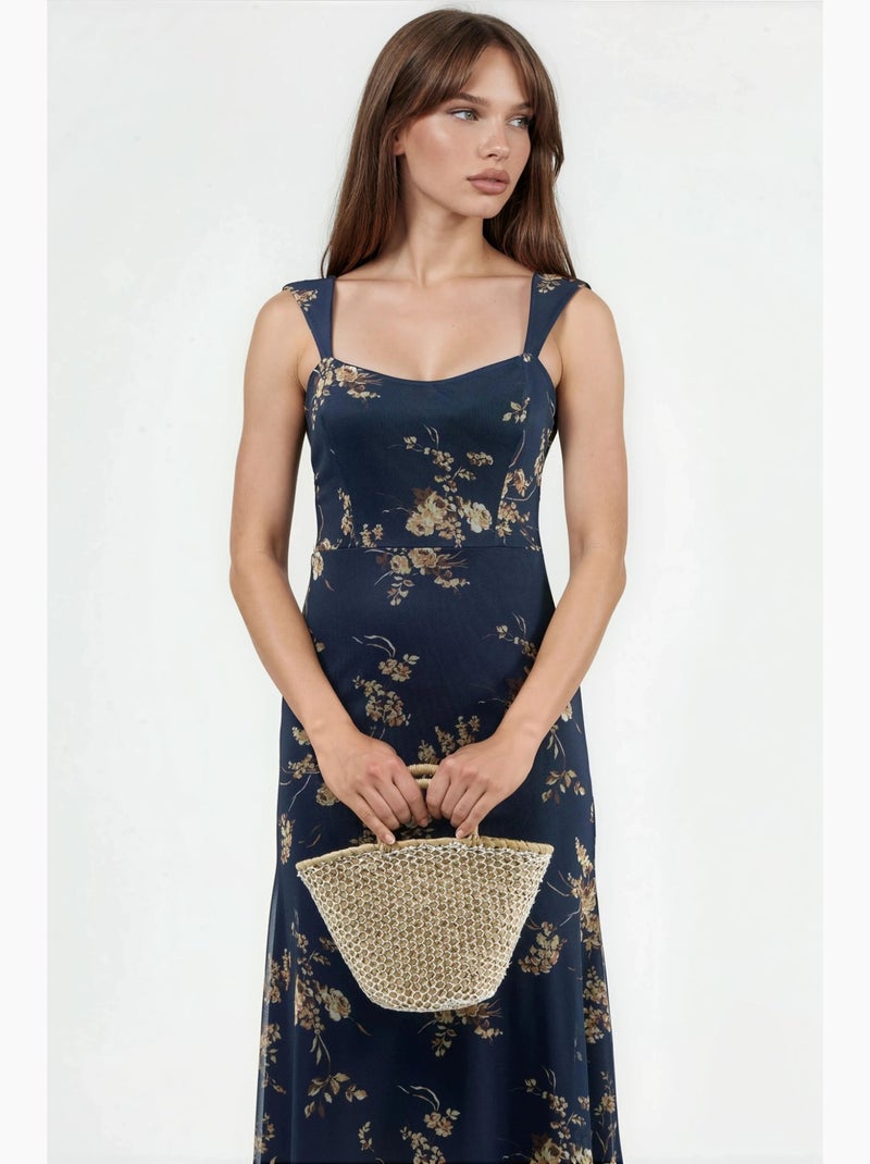 Robe midi fleurie à col cœur hiccup Ambre - Kiabi