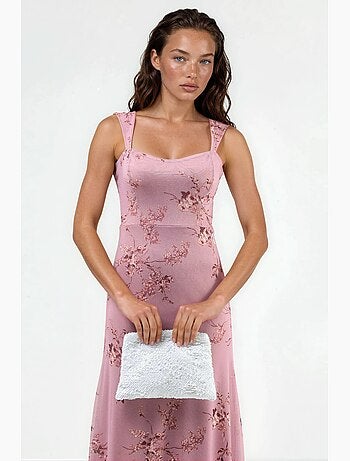 Robe midi fleurie à col cœur hiccup