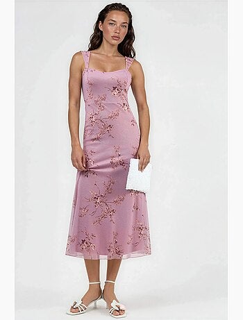 Robe midi fleurie à col cœur hiccup