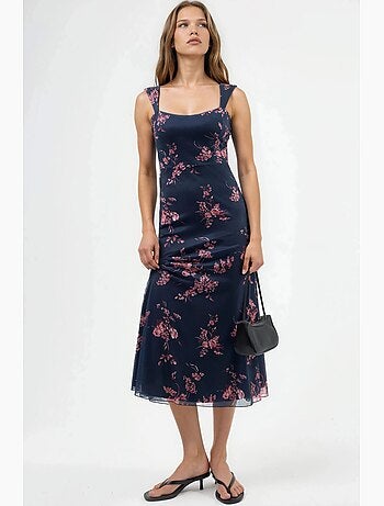 Robe midi fleurie à col cœur hiccup
