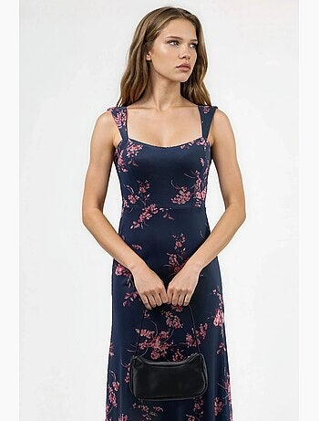 Robe midi fleurie à col cœur hiccup