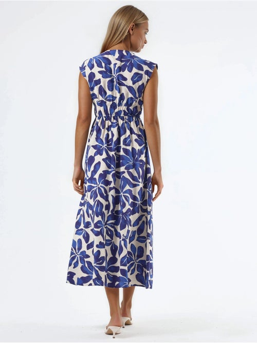 Robe midi fleurie à col v avec détail nœud busem - Kiabi
