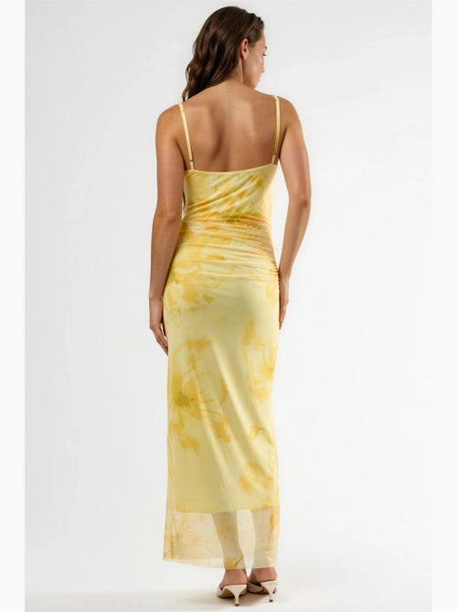 Robe midi fleurie moulante avec drapé busem - Kiabi