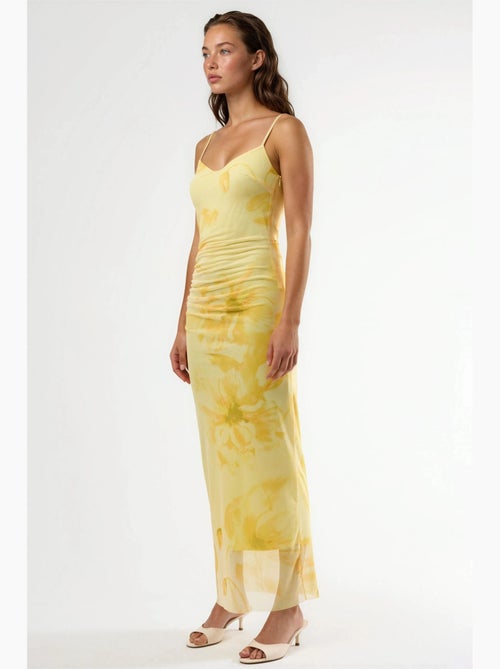 Robe midi fleurie moulante avec drapé busem - Kiabi