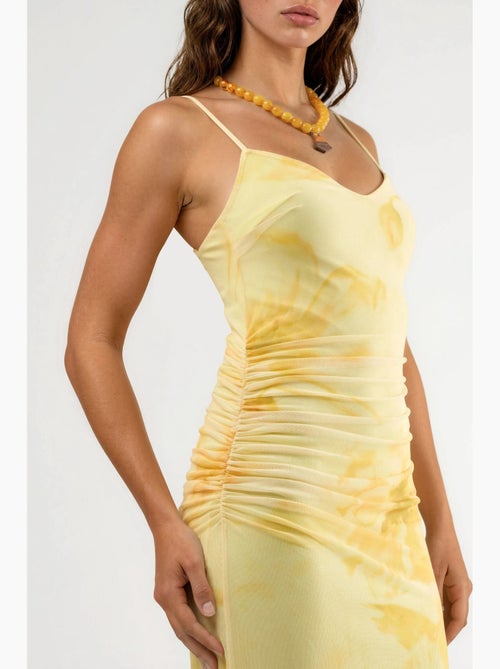 Robe midi fleurie moulante avec drapé busem - Kiabi