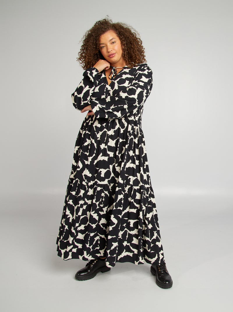 Robe midi fluide Noir - Kiabi