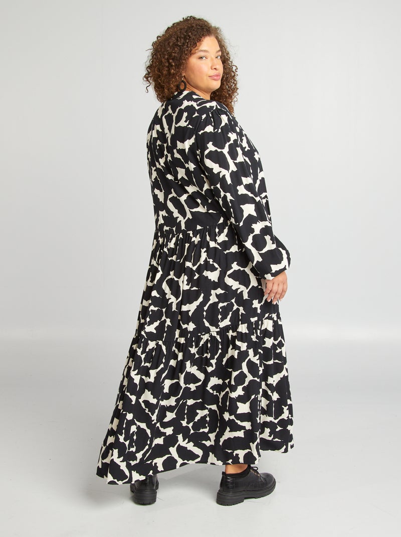 Robe midi fluide Noir - Kiabi