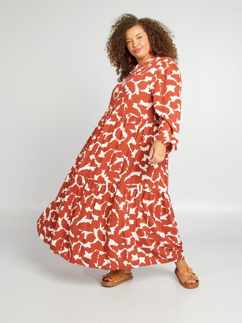 Robe midi fluide Rouge - Kiabi