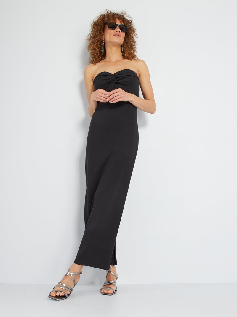 Robe midi forme bustier noir - Kiabi