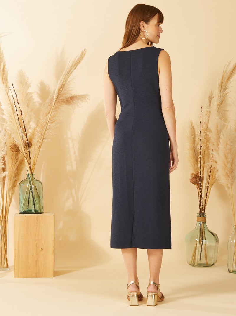 Robe midi froncée sans manches Bleu - Kiabi