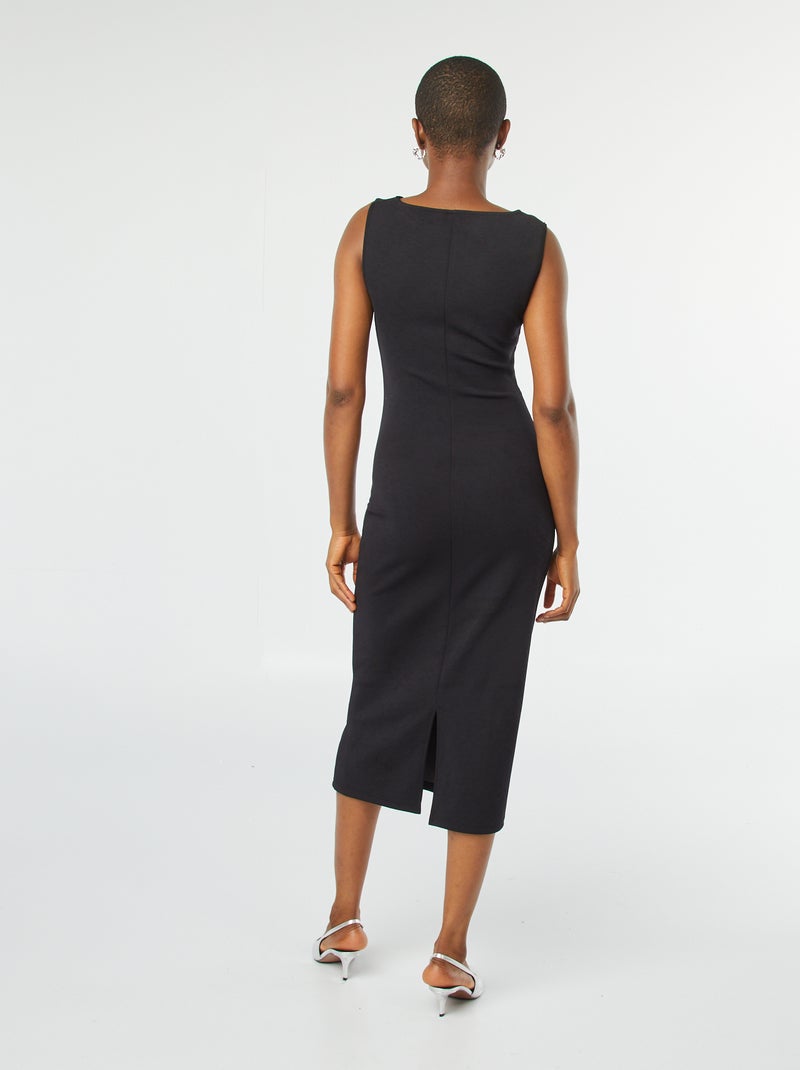 Robe midi froncée sans manches Noir - Kiabi