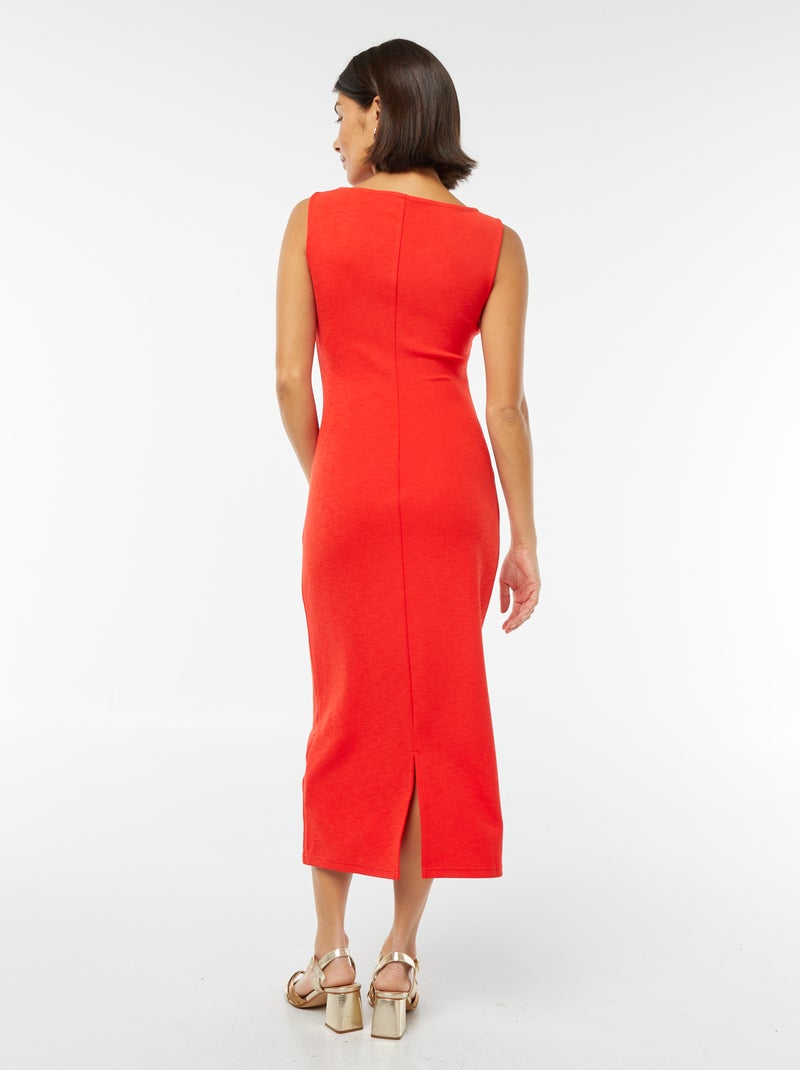 Robe midi froncée sans manches Rouge - Kiabi