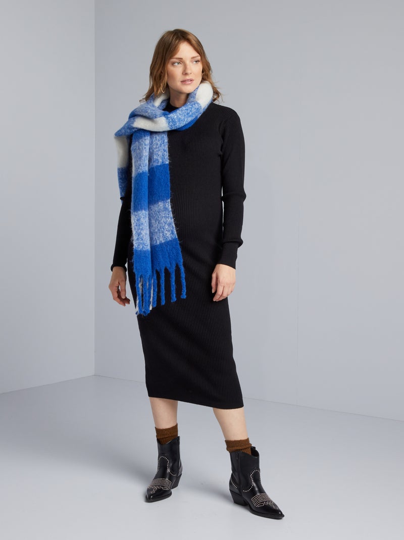 Robe midi grossesse à col montant noir - Kiabi