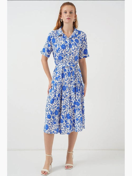 Robe midi imprimée avec coupe a et col chemise bdart - Kiabi Robe midi imprimée avec coupe a et col chemise bdart - Kiabi