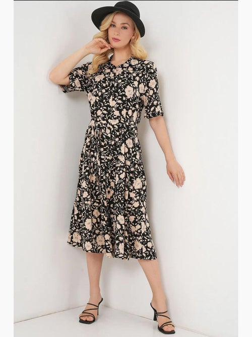 Robe midi imprimée avec coupe a et col chemise bdart - Kiabi Robe midi imprimée avec coupe a et col chemise bdart - Kiabi