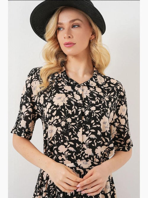 Robe midi imprimée avec coupe a et col chemise bdart - Kiabi Robe midi imprimée avec coupe a et col chemise bdart - Kiabi