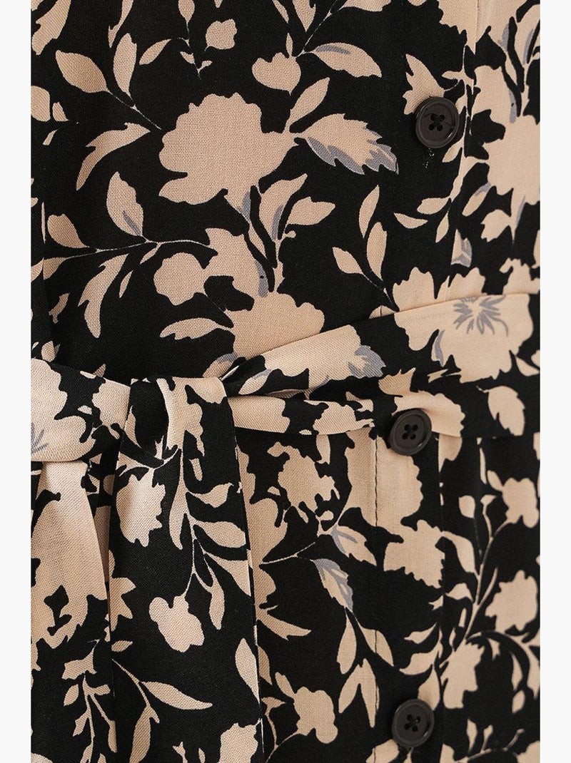 Robe midi imprimée avec coupe a et col chemise bdart Noir - Kiabi