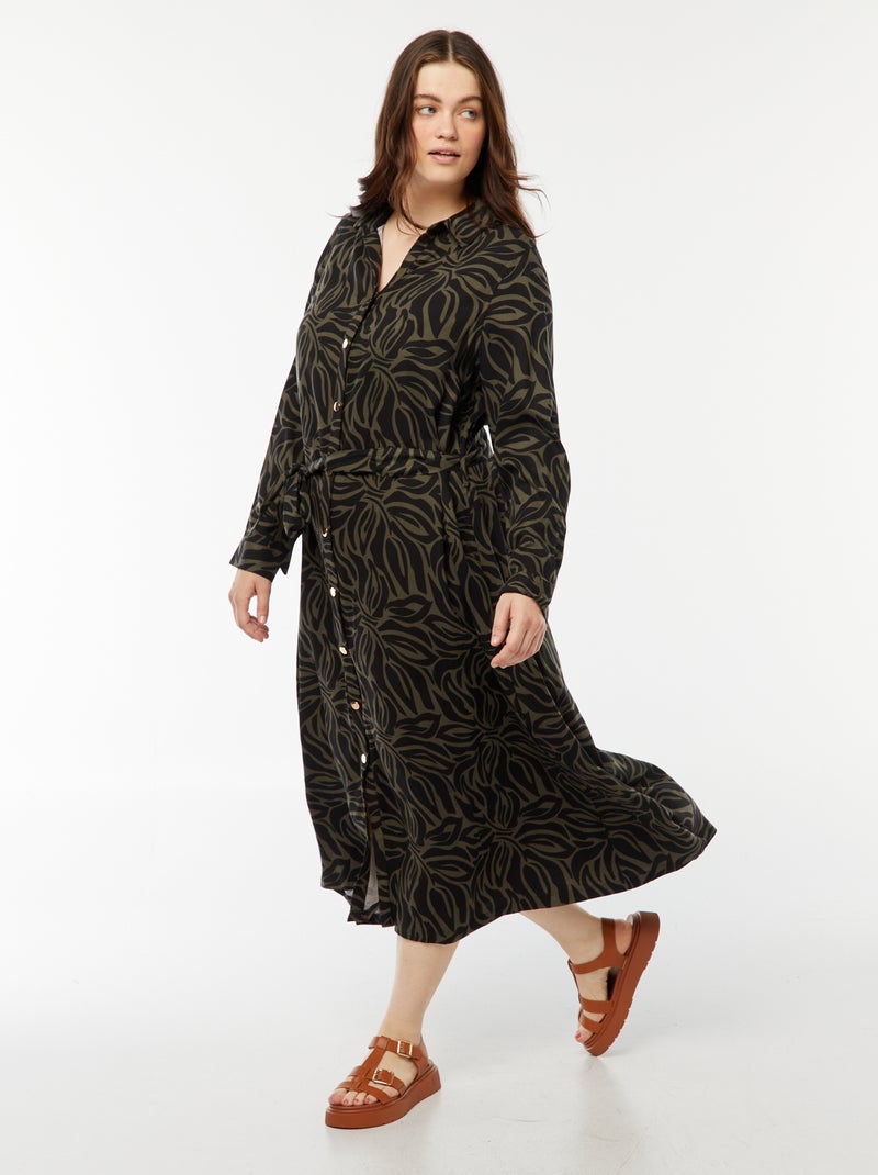 Robe Ceinturée Imprimée Tropicale - New York And Company - Taille M - Occasion Très Bon état
