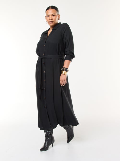Robe midi imprimée ceinturée et pressionnée - Kiabi