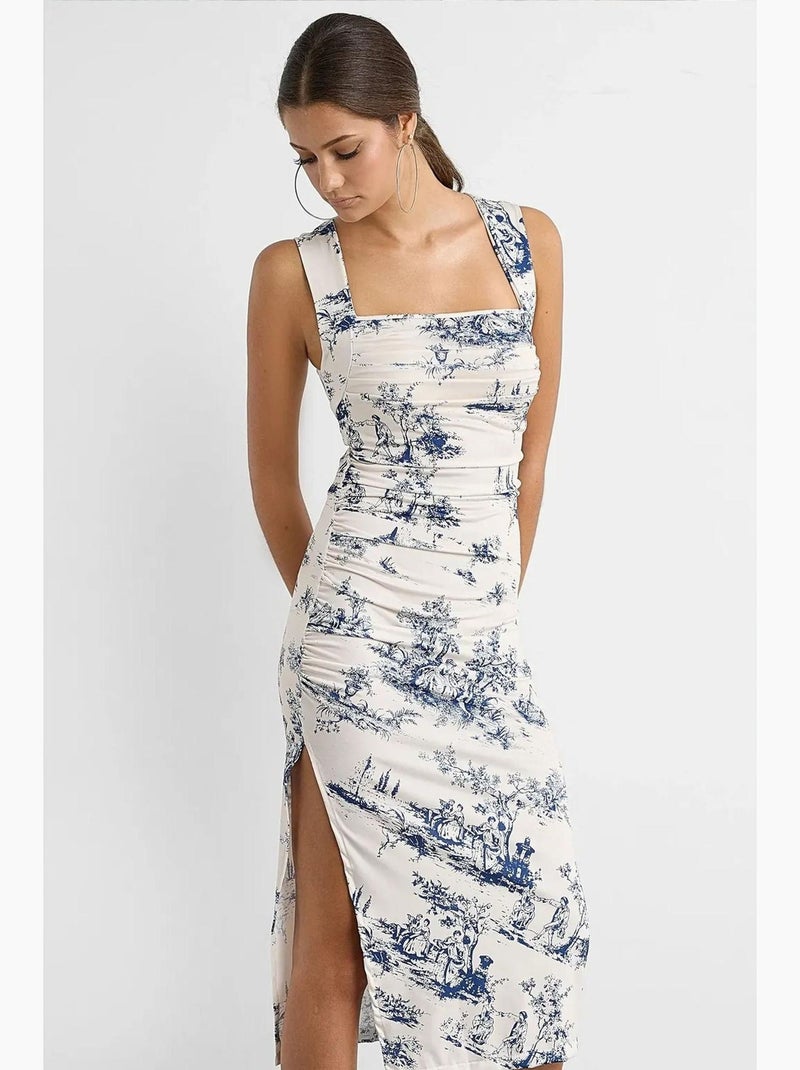 Robe midi imprimée sans manches hiccup Blanc - Kiabi