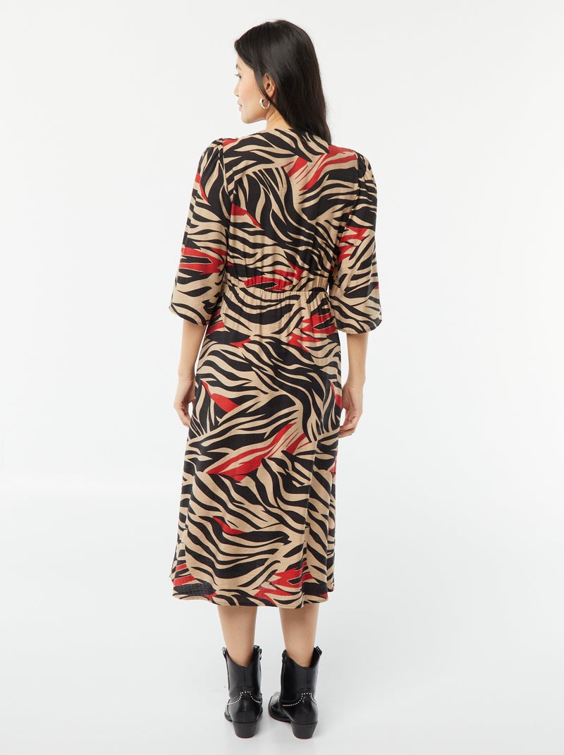 Robe midi 'JDY' avec taille ajustable par liens à nouer Noir - Kiabi