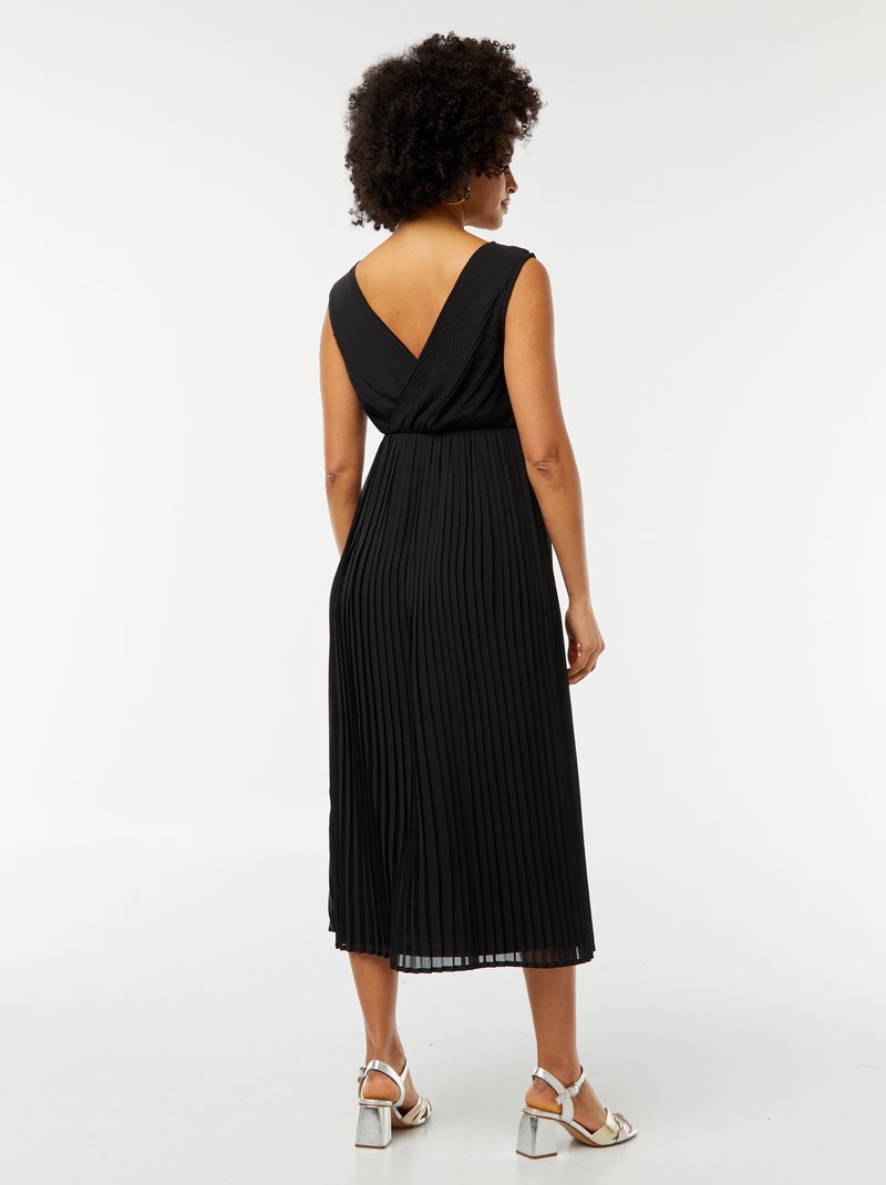 Robe midi large et plissée Noir - Kiabi