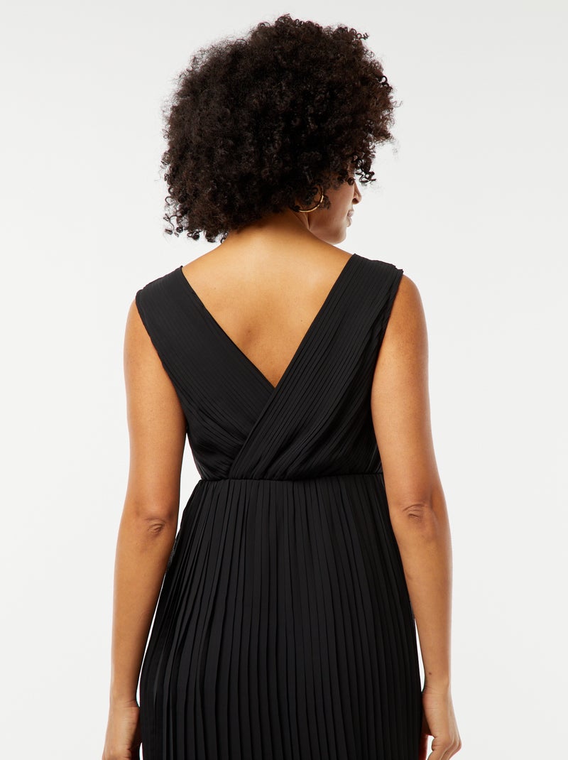 Robe midi large et plissée Noir - Kiabi