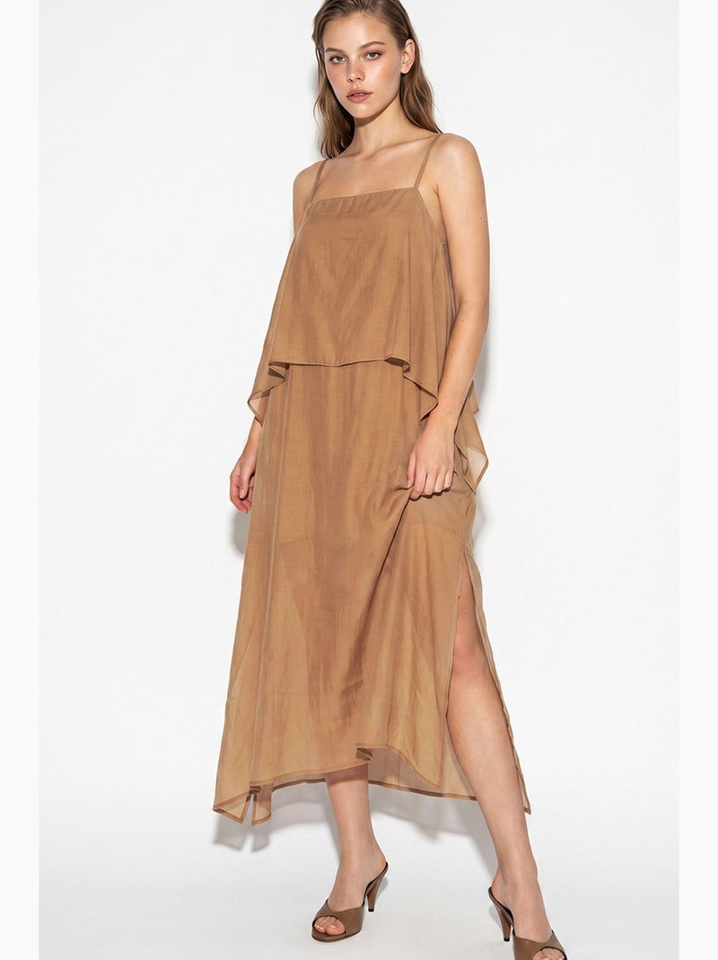 Robe midi lucci Camel - Kiabi