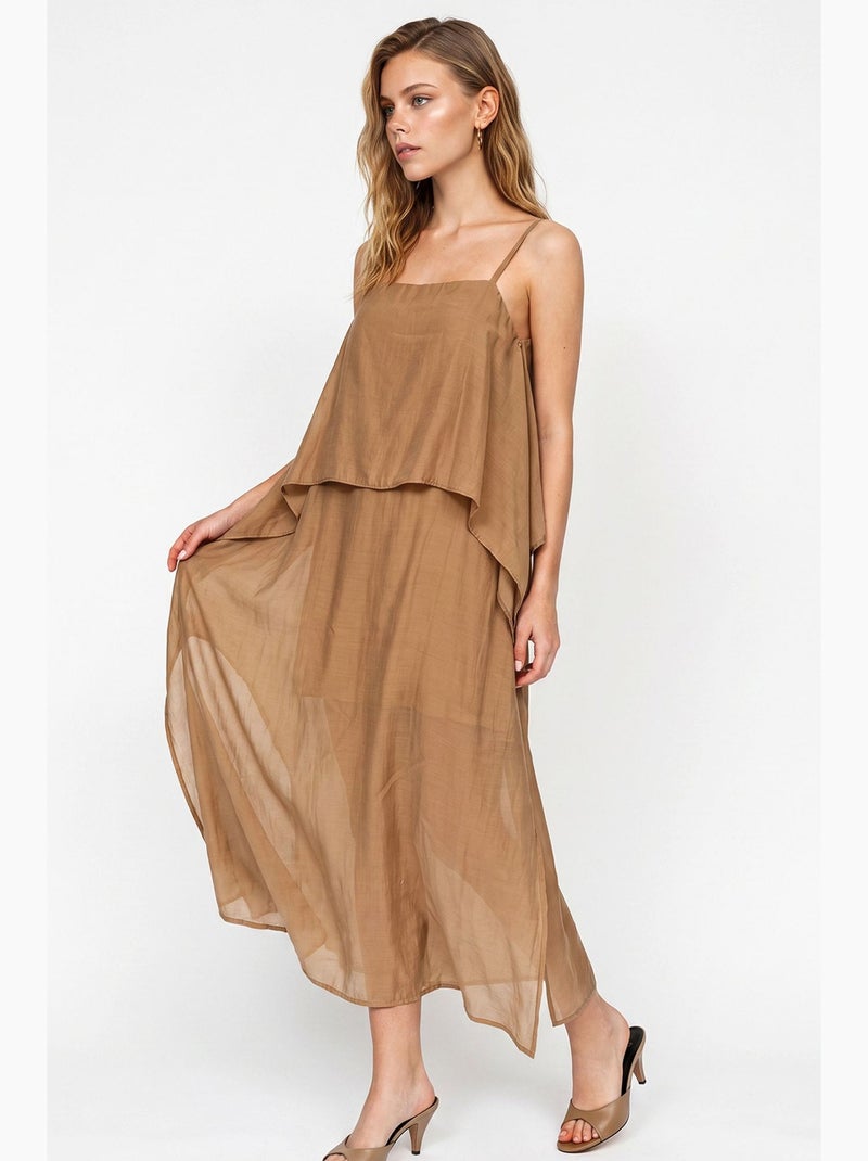 Robe midi lucci Camel - Kiabi