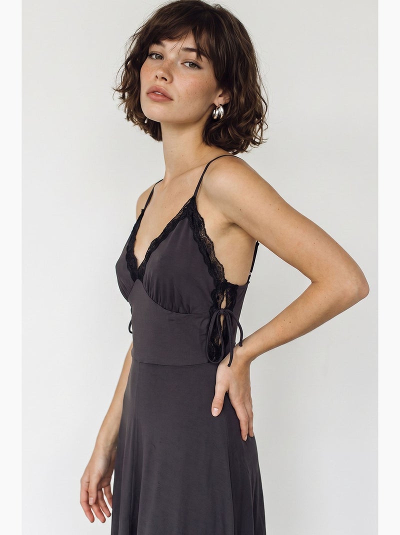 Robe midi lucci Gris Noir - Kiabi