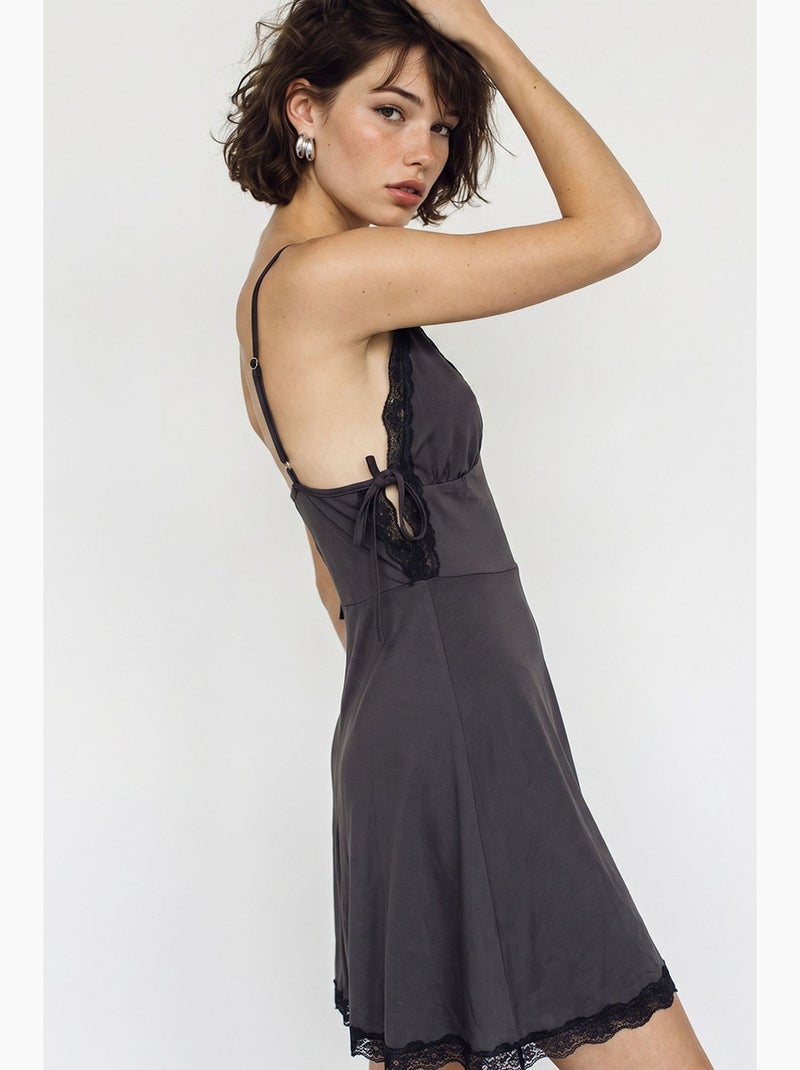 Robe midi lucci Gris Noir - Kiabi