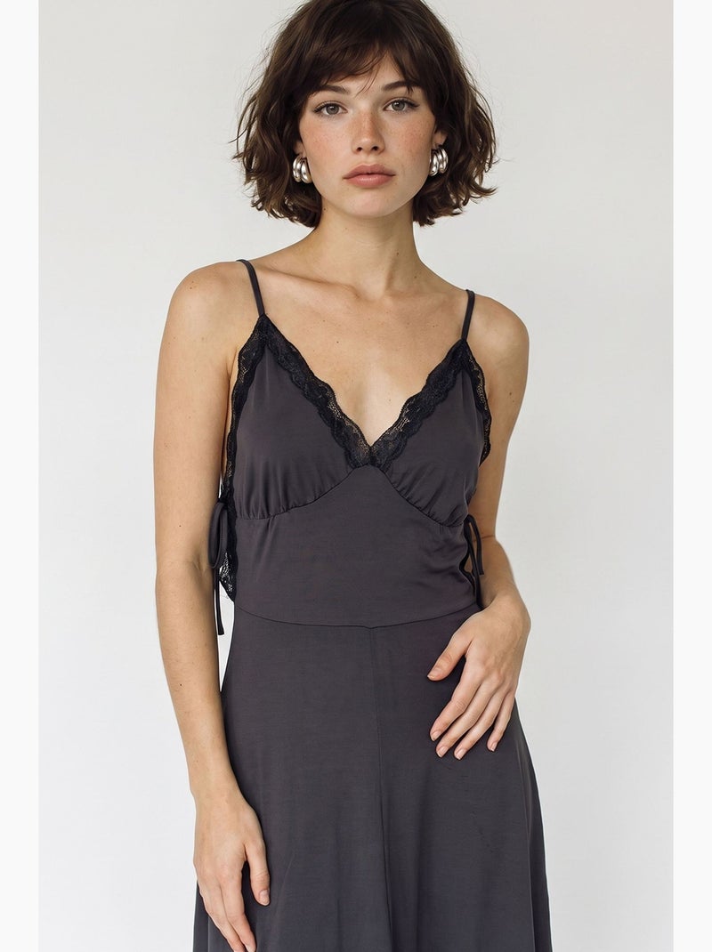 Robe midi lucci Gris Noir - Kiabi
