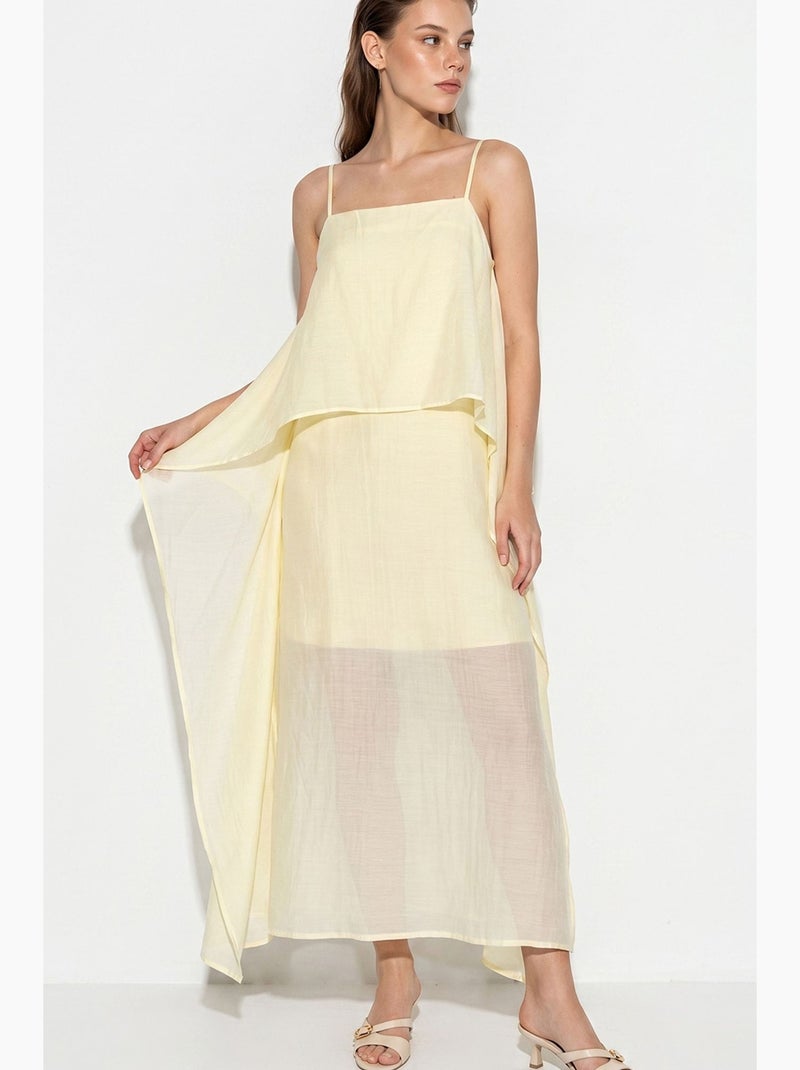 Robe midi lucci Jaune citron - Kiabi