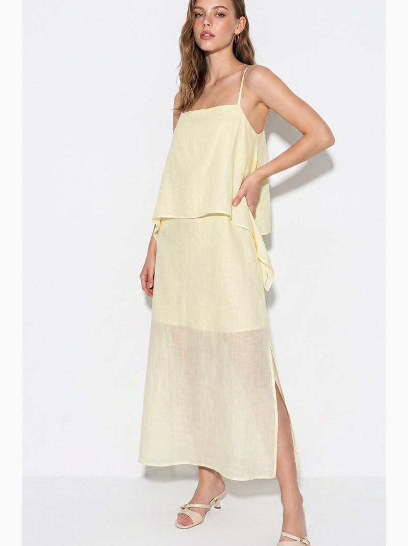 Robe midi lucci Jaune citron - Kiabi
