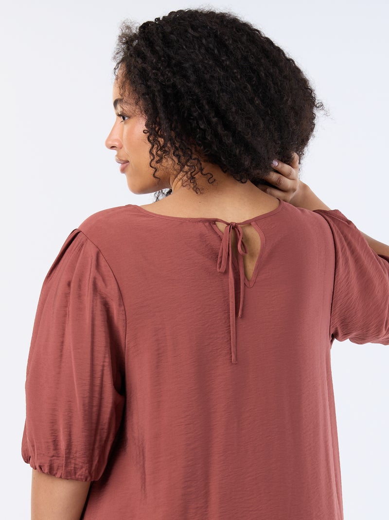 Robe midi manches ballon Marron - Kiabi