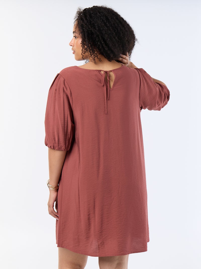 Robe midi manches ballon Marron - Kiabi