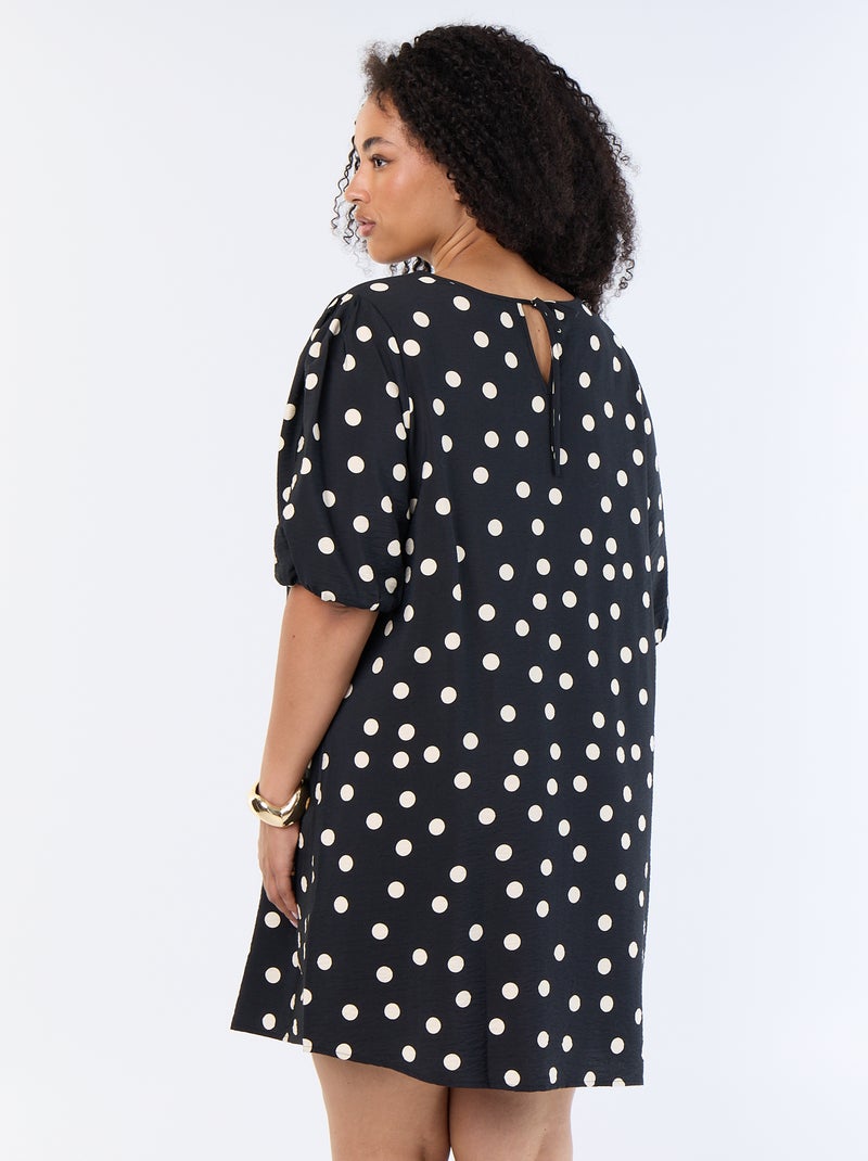 Robe midi manches ballon Noir - Kiabi