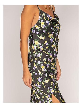 Robe midi motifs satin INZOU