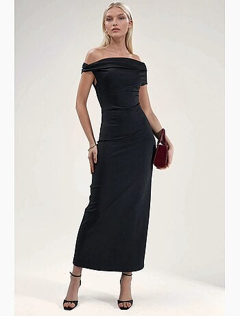 Robe midi moulante à col asymétrique hiccup