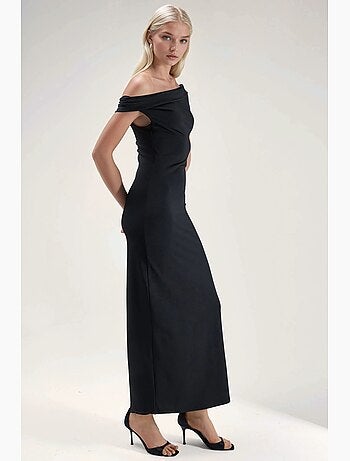 Robe midi moulante à col asymétrique hiccup