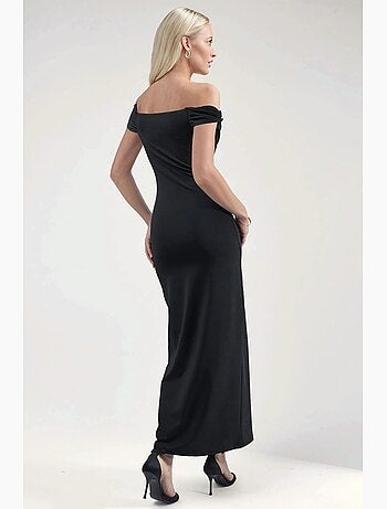 Robe midi moulante à col asymétrique hiccup