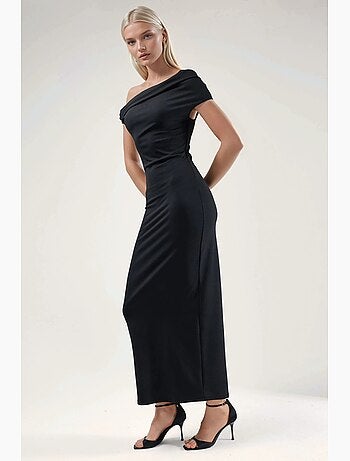 Robe midi moulante à col asymétrique hiccup