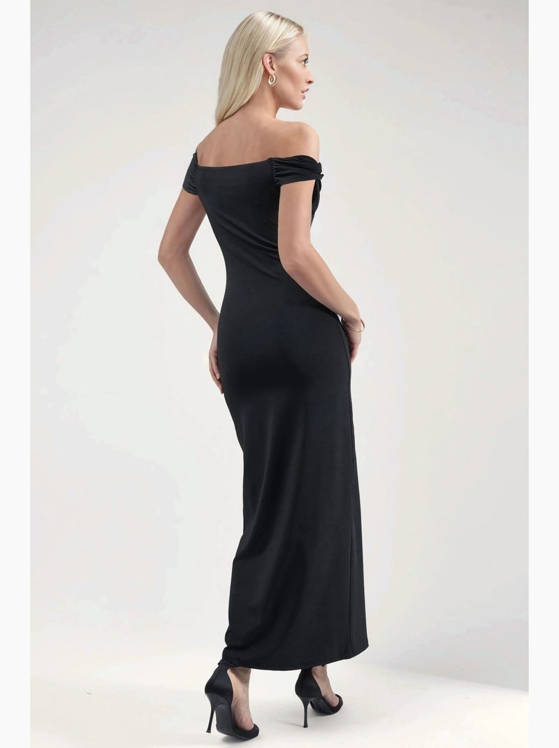 Robe midi moulante à col asymétrique hiccup Noir - Kiabi