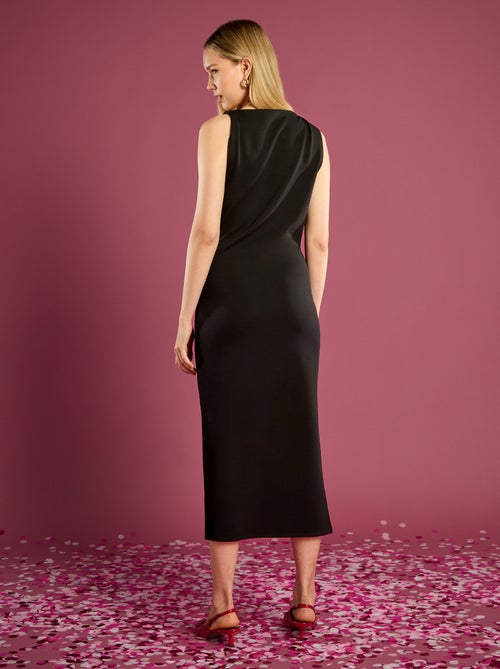 Robe midi moulante à col drapé - Kiabi