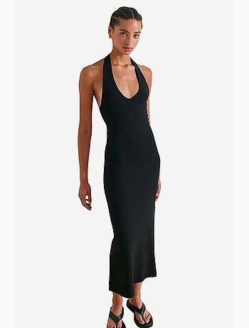 Robe midi moulante à col halter pour femme dilvin