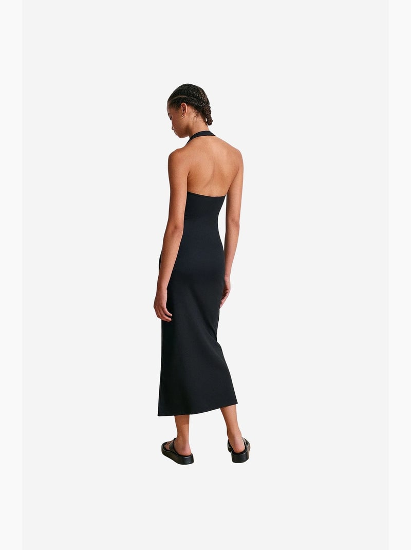 Robe midi moulante à col halter pour femme dilvin Noir - Kiabi