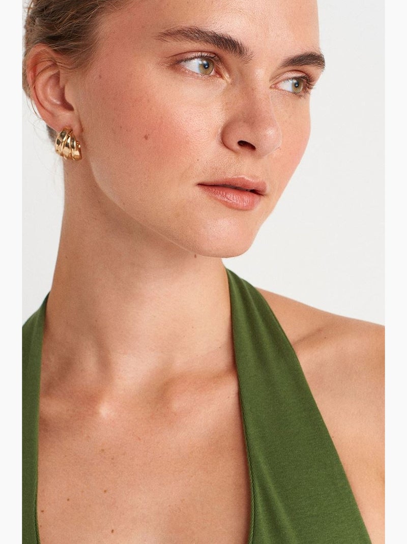 Robe midi moulante à col halter pour femme dilvin Vert kaki - Kiabi