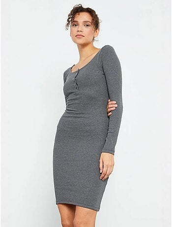 Robe midi moulante à col rond tommy